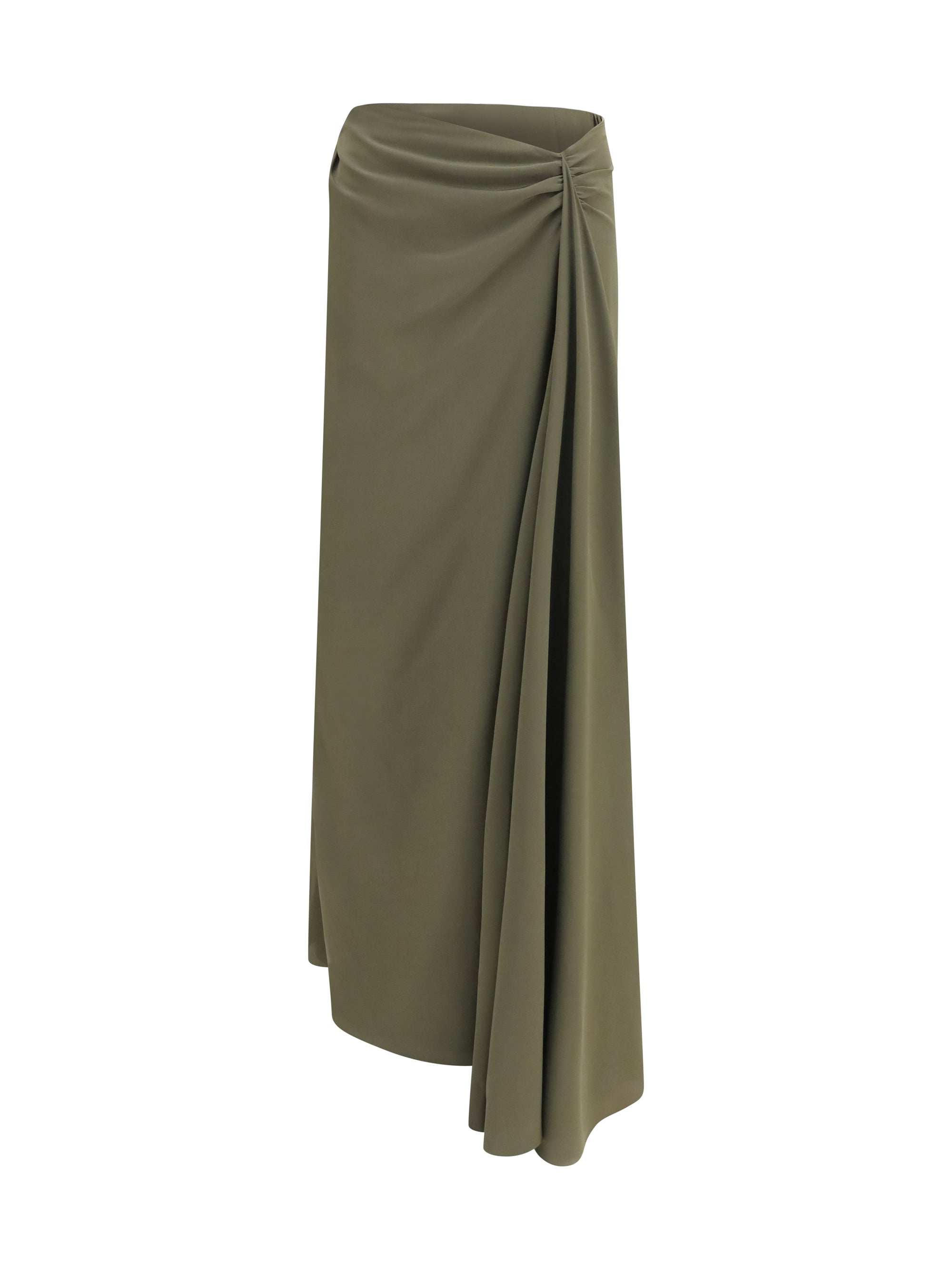 Draped Silk Skirt — Green
