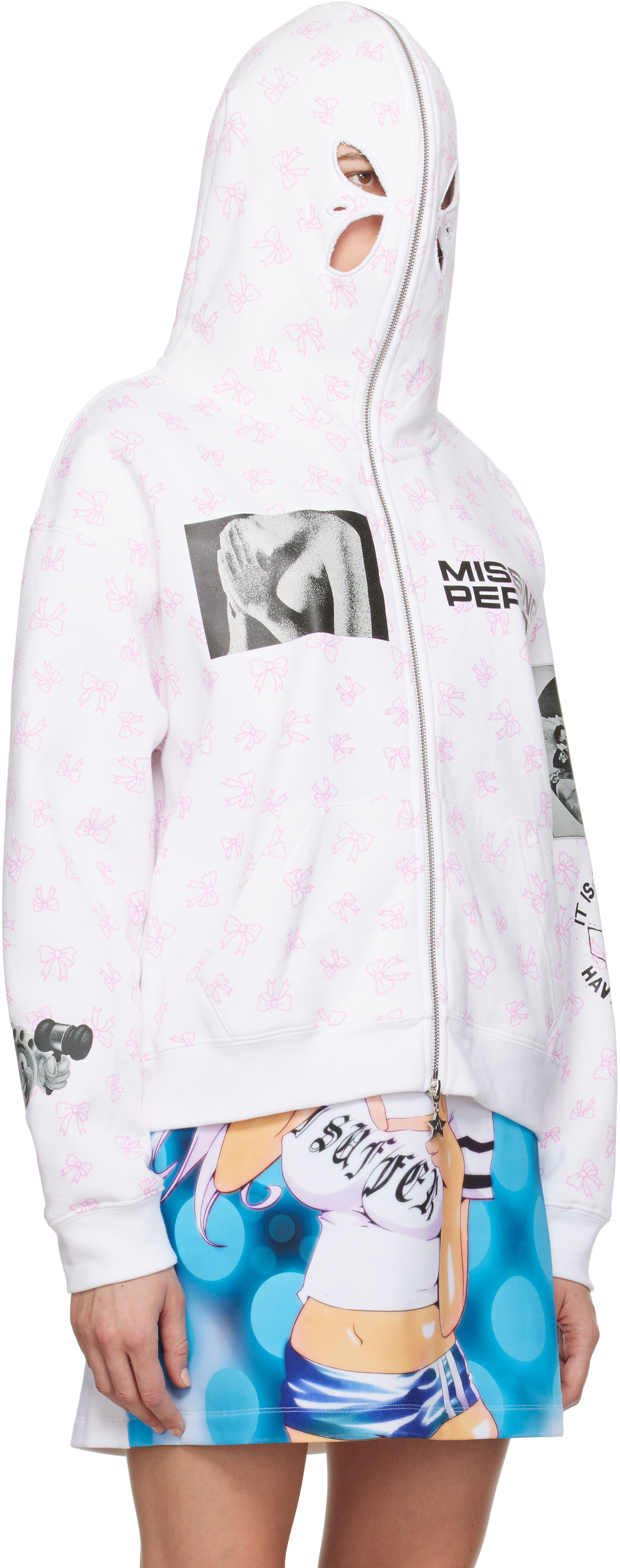 Ashley Williams White 'Missing Person' Butterfly Hoodie
