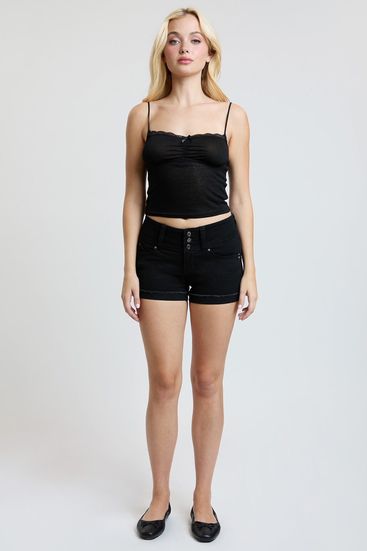 Women's WannaBettaButt 3 Button Cuffed Denim Shorts