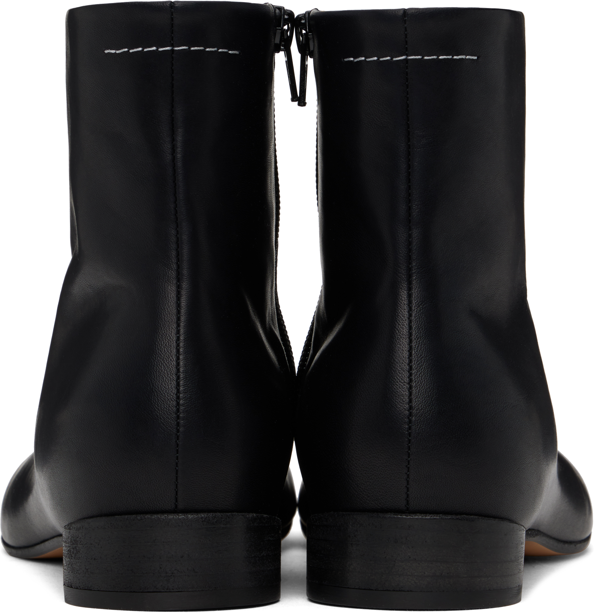 MM6 Maison Margiela Black Stitch-Out Ankle Boots
