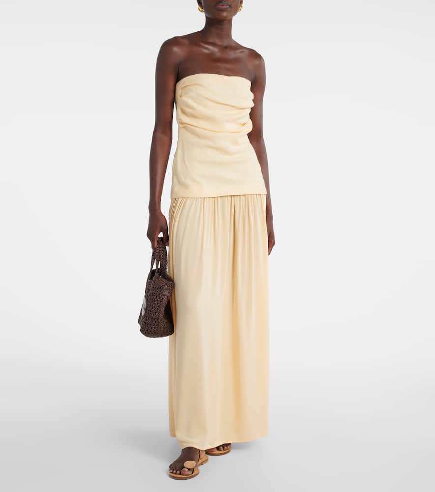 Hedy strapless linen maxi dress