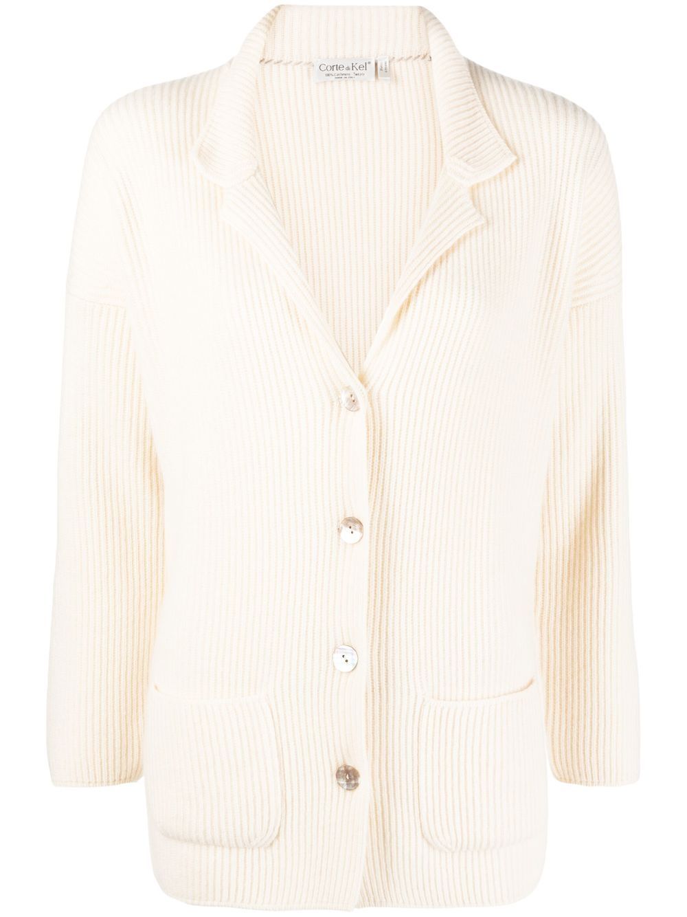 Ribbed-knit cardigan - Neutrals