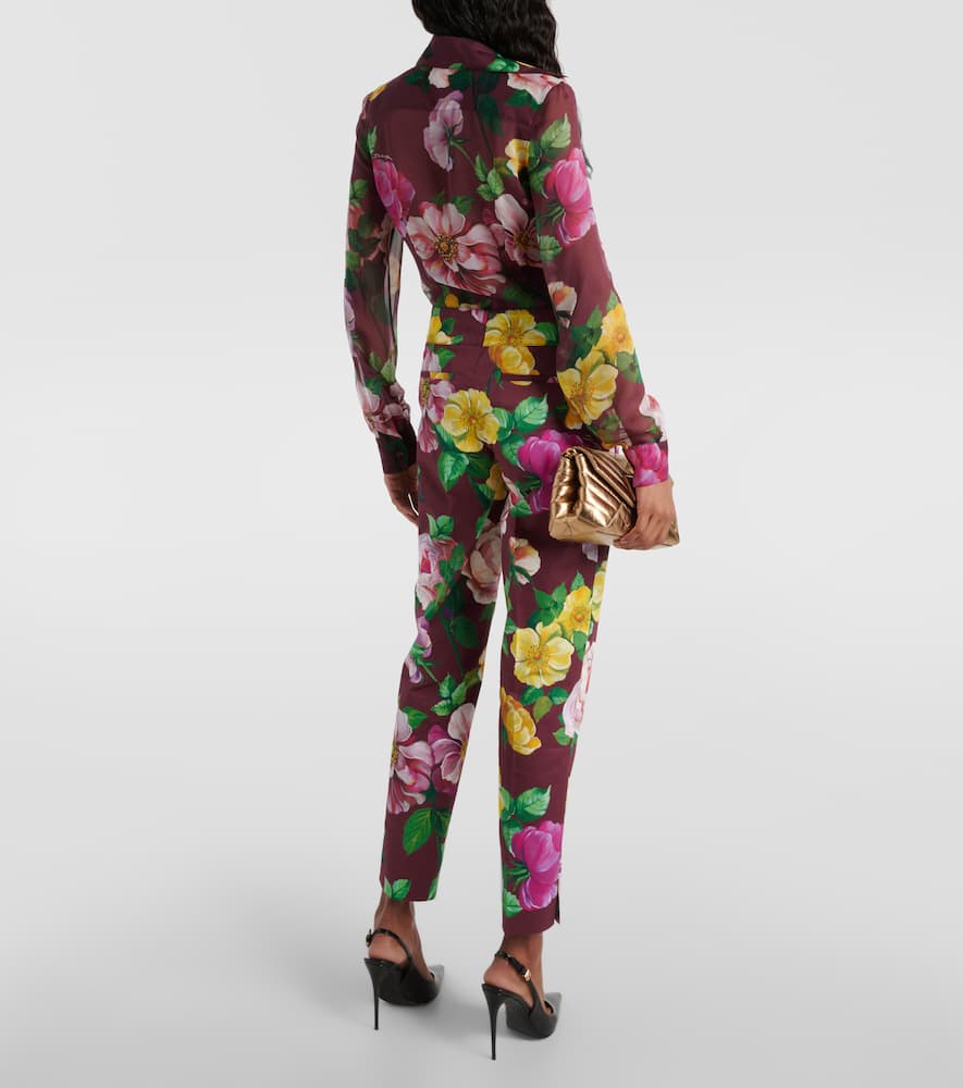 Floral low-rise cotton-blend pants