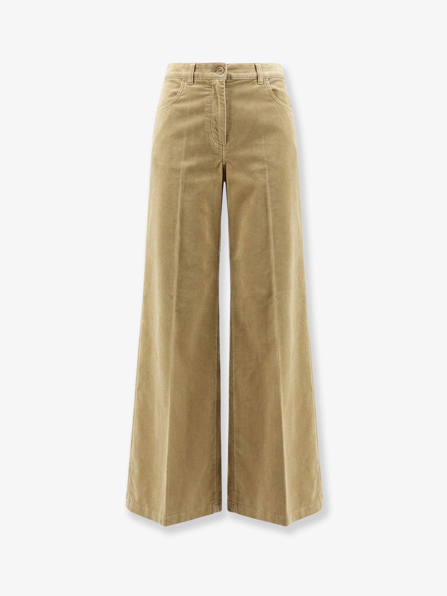 Cotton Velvet Trousers — Beige