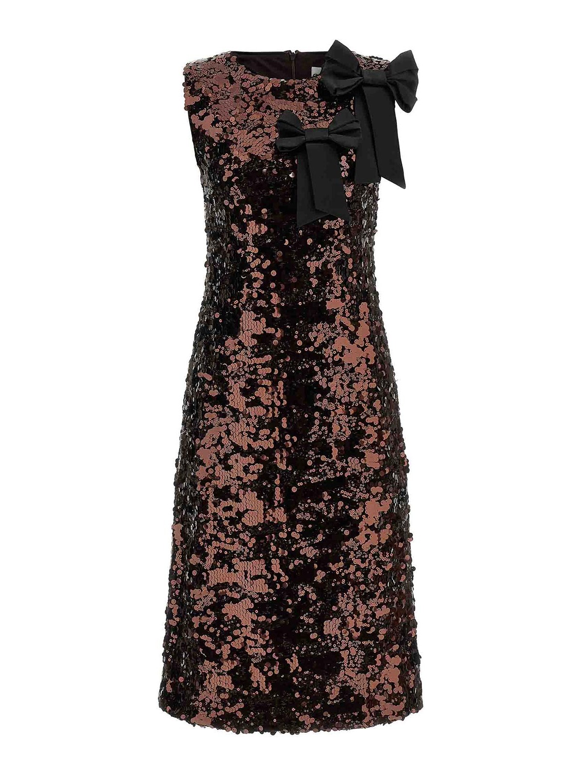 Velvet Sequins Straight Midi Dresses Brown