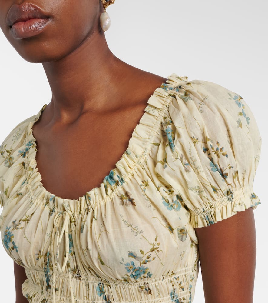 Dôen Ashlynn gathered floral cotton midi dress