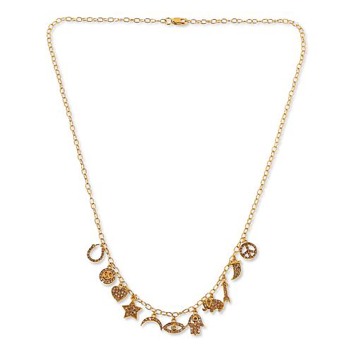 Rarities Gold-Plated 1ctw Champagne Diamond Talisman Charm Necklace