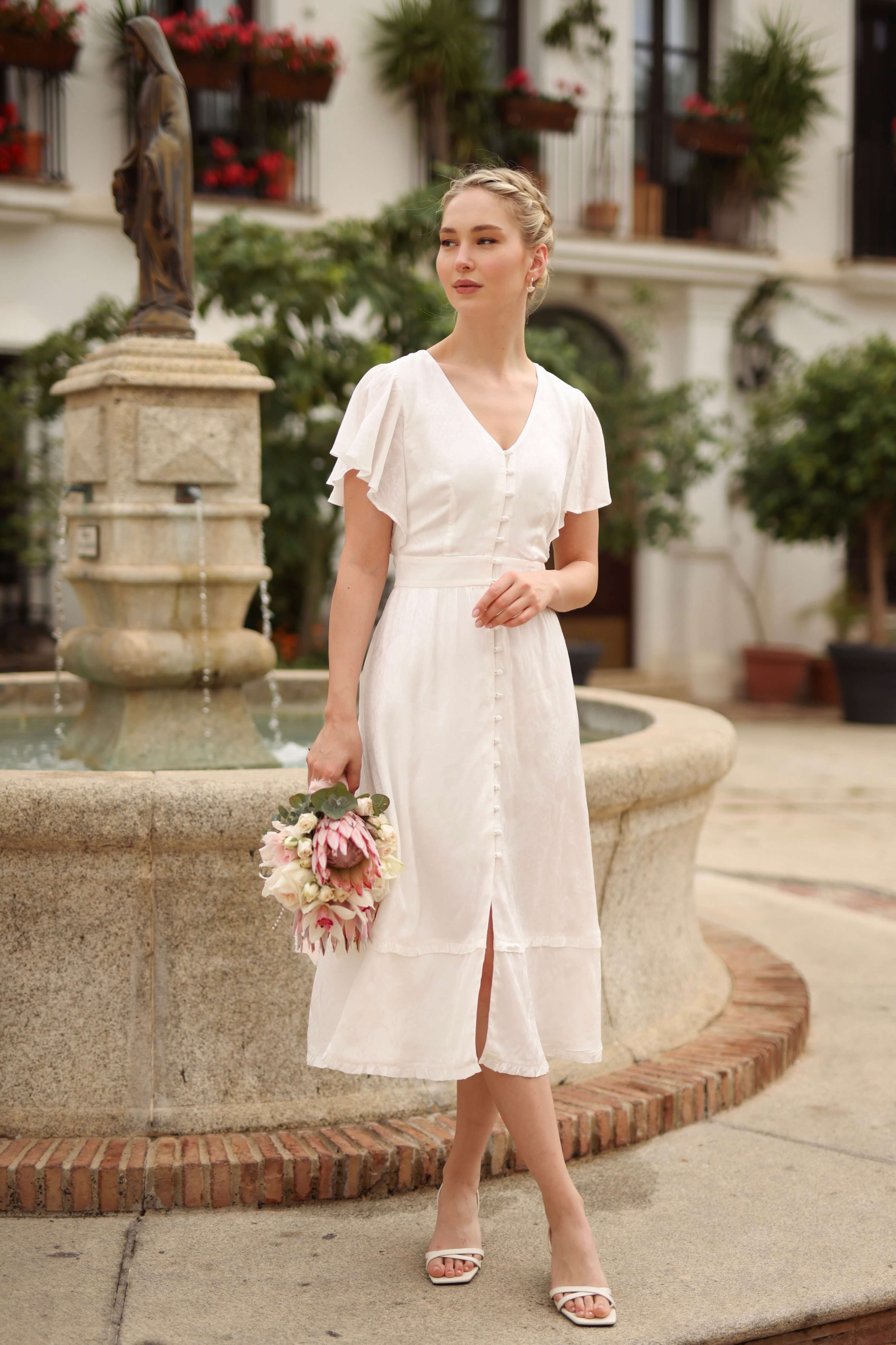 White Button Down Dress Caroline