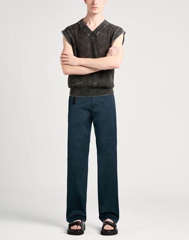 Man Pants Dark green Size 32 Cotton, Elastane