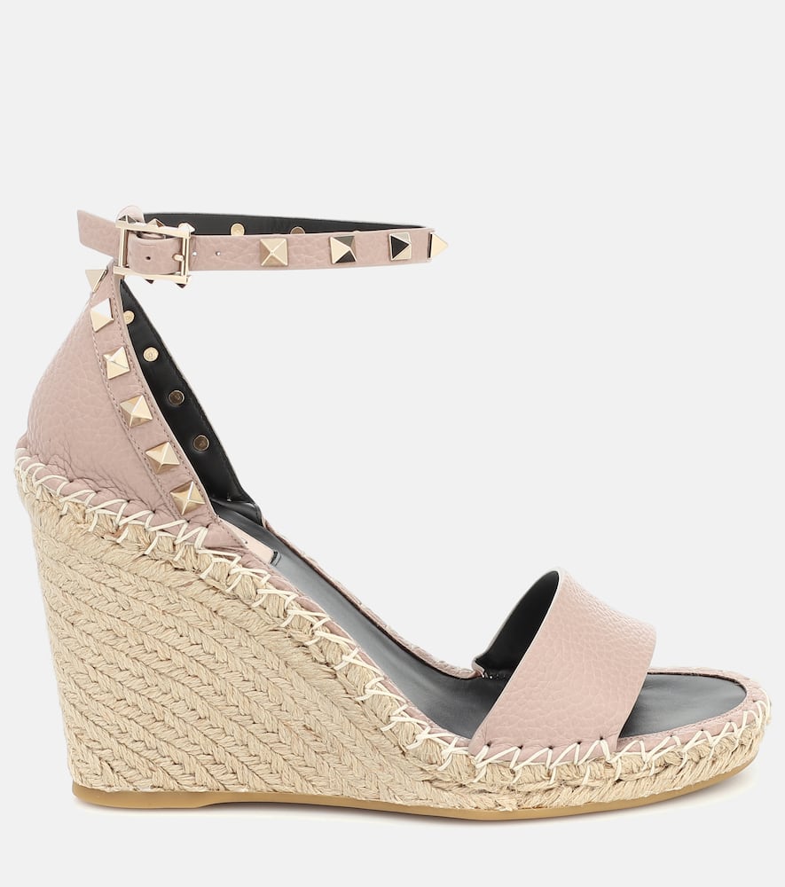 Valentino Garavani Valentino Garavani Rockstud Double leather wedge espadrilles
