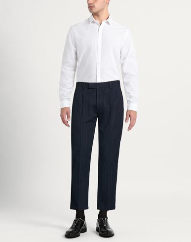 Man Pants Navy Size 34 Wool, Polyester