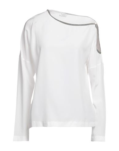 Brunello Cucinelli Woman Top White Size XL Silk, Brass