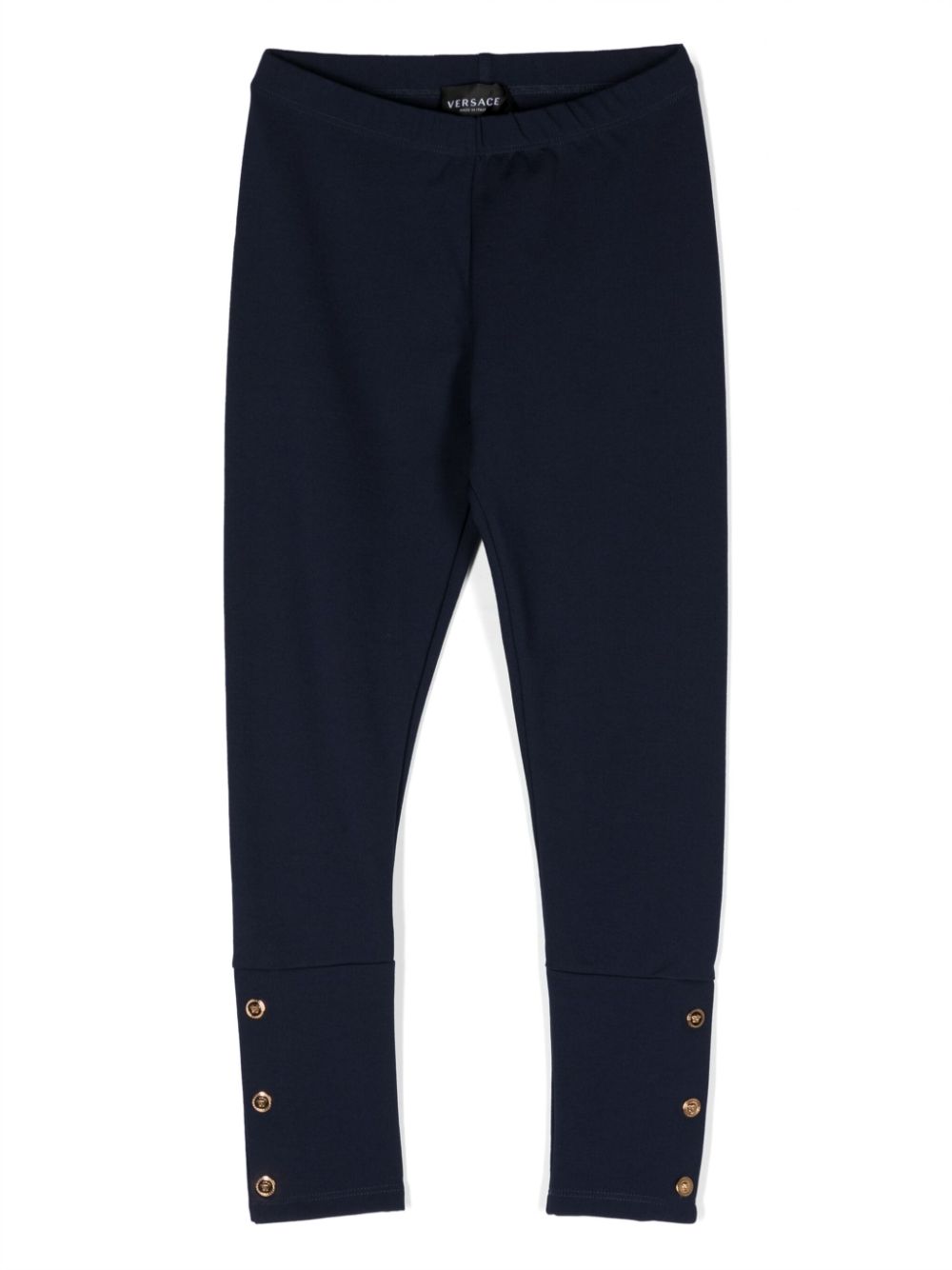 Medusa-detailed elasticated-waistband leggings - Blue