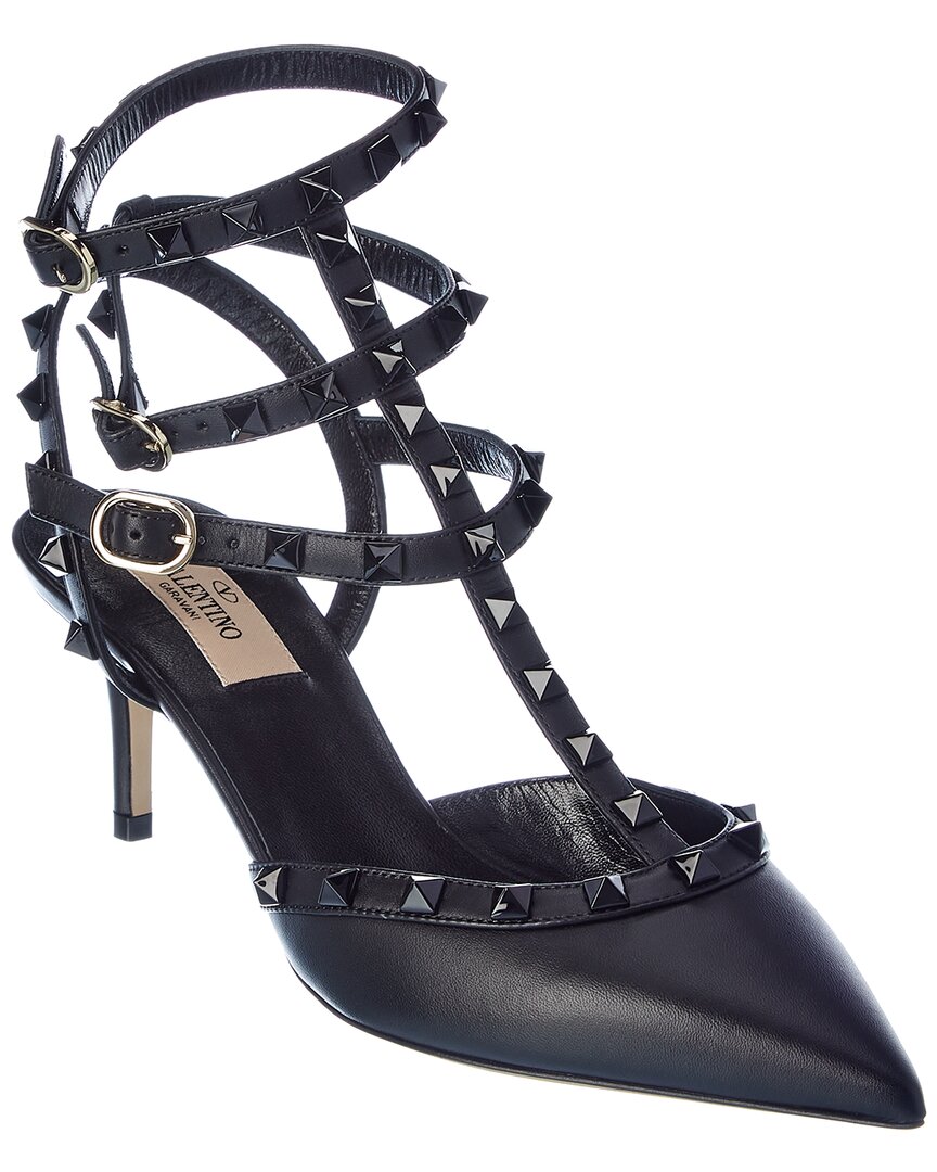 Rockstud Caged 65 Leather Ankle Strap Pump