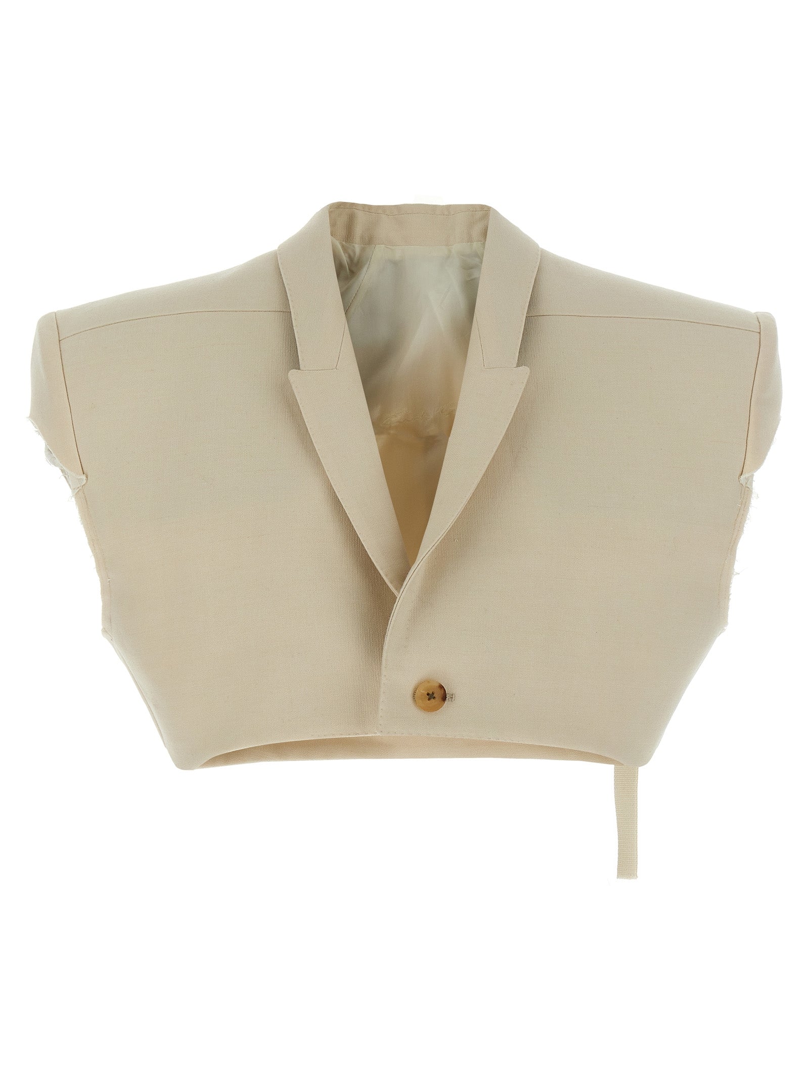 Padded Wool-Blend Vest — Beige