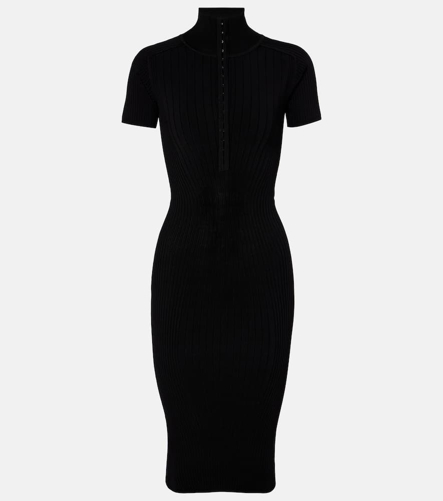Ribbed-knit midi dress