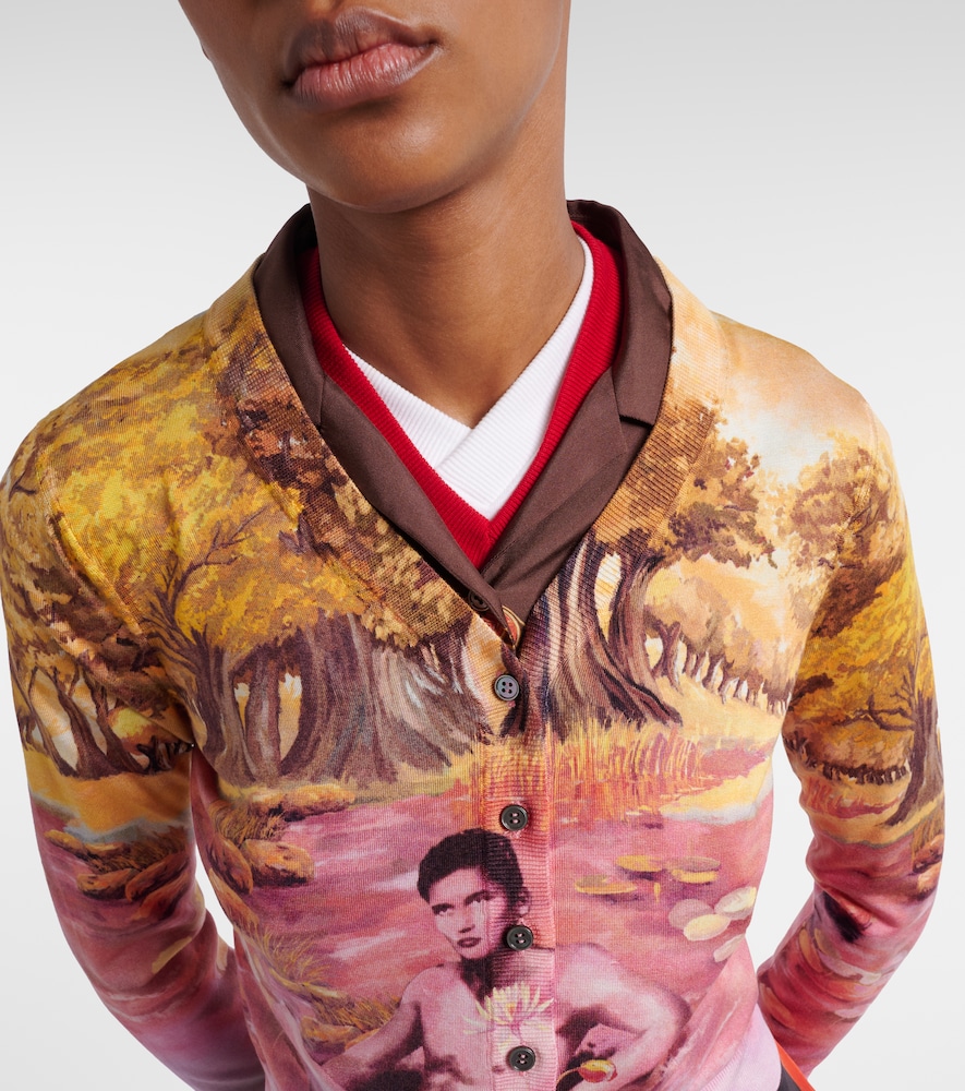 Printed silk cardigan