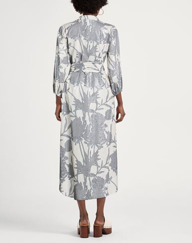 Woman Midi dress Light grey Size 10 Cotton