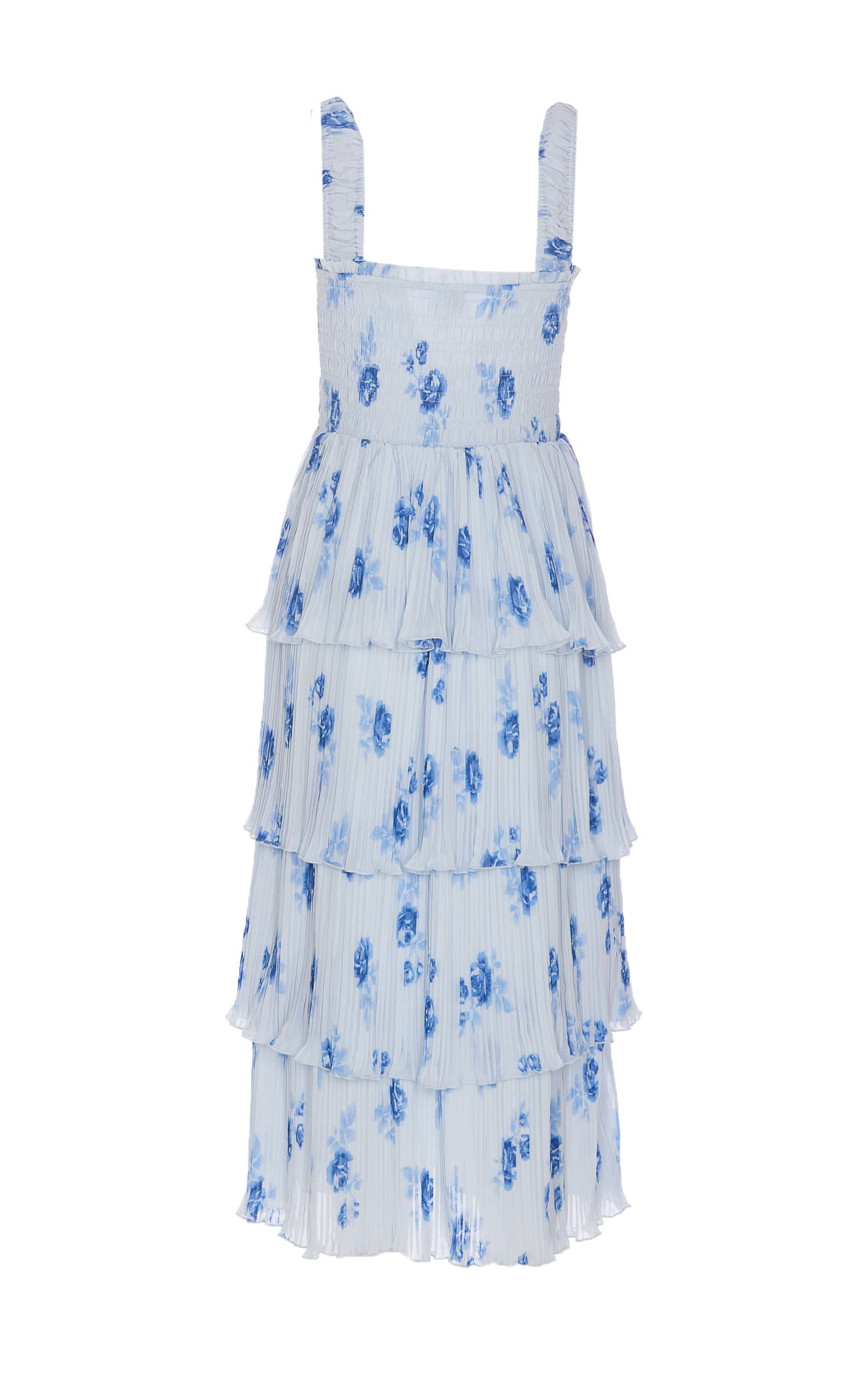 Pleated Georgette Smock Midi Dress