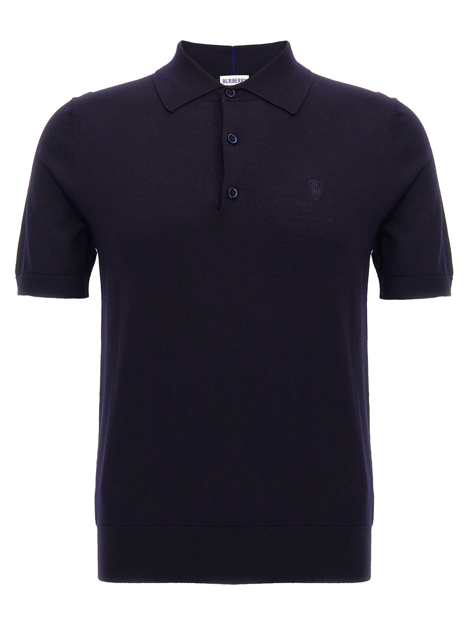 Wool Logo-Embroidered Polo Shirt — Navy