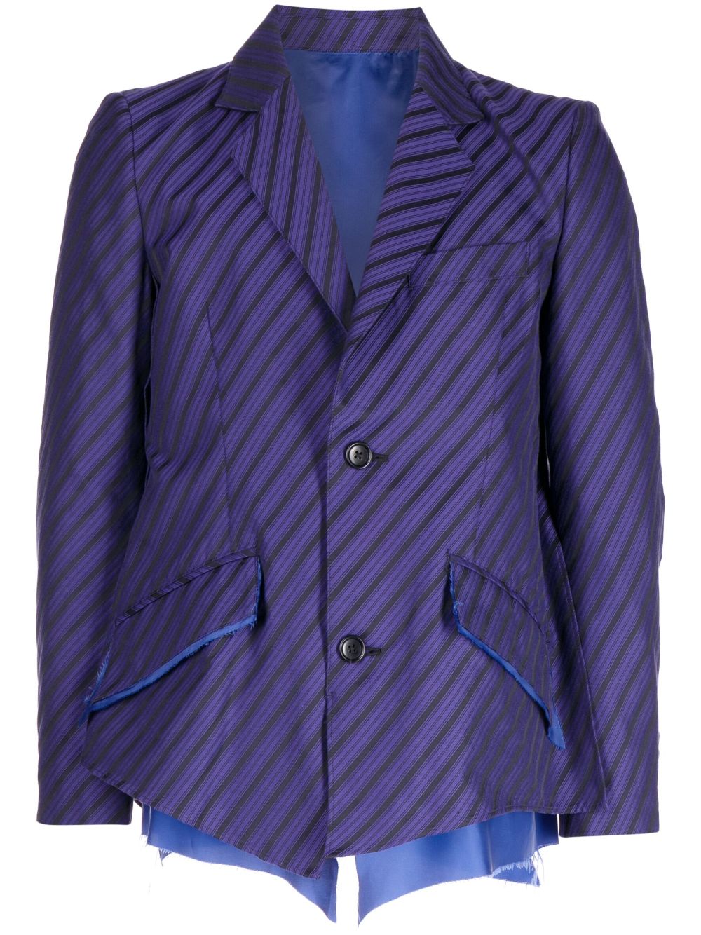 Raw-hem striped blazer - Purple