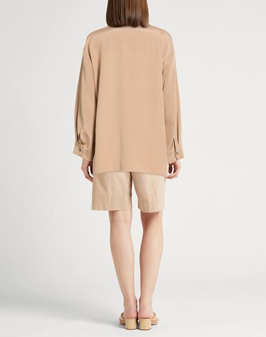 Woman Shirt Beige Size 6 Silk, Elastane