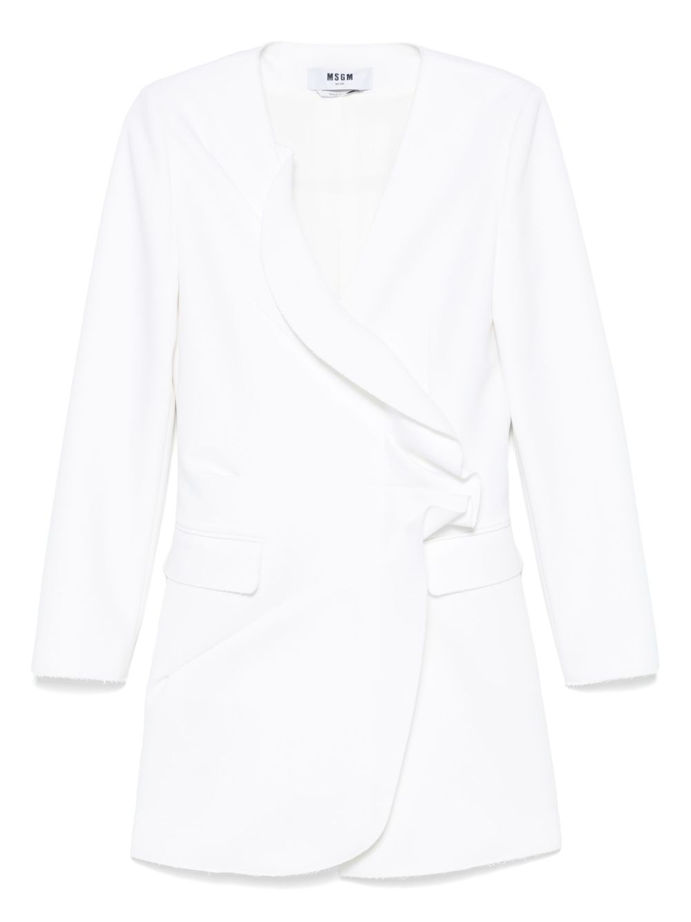 Ruffled tuxedo mini dress - White