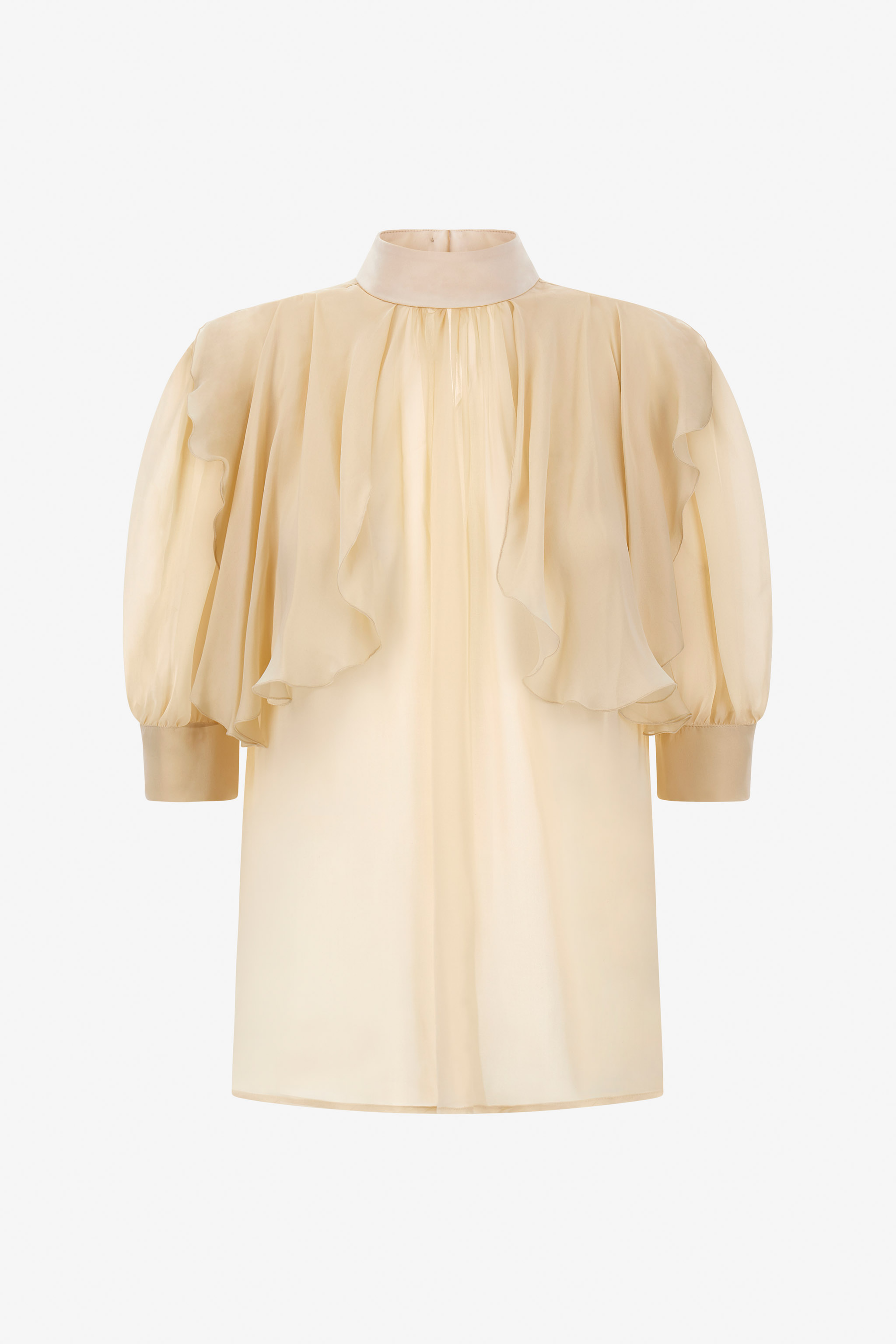 Semi-sheer High-neck Blouse