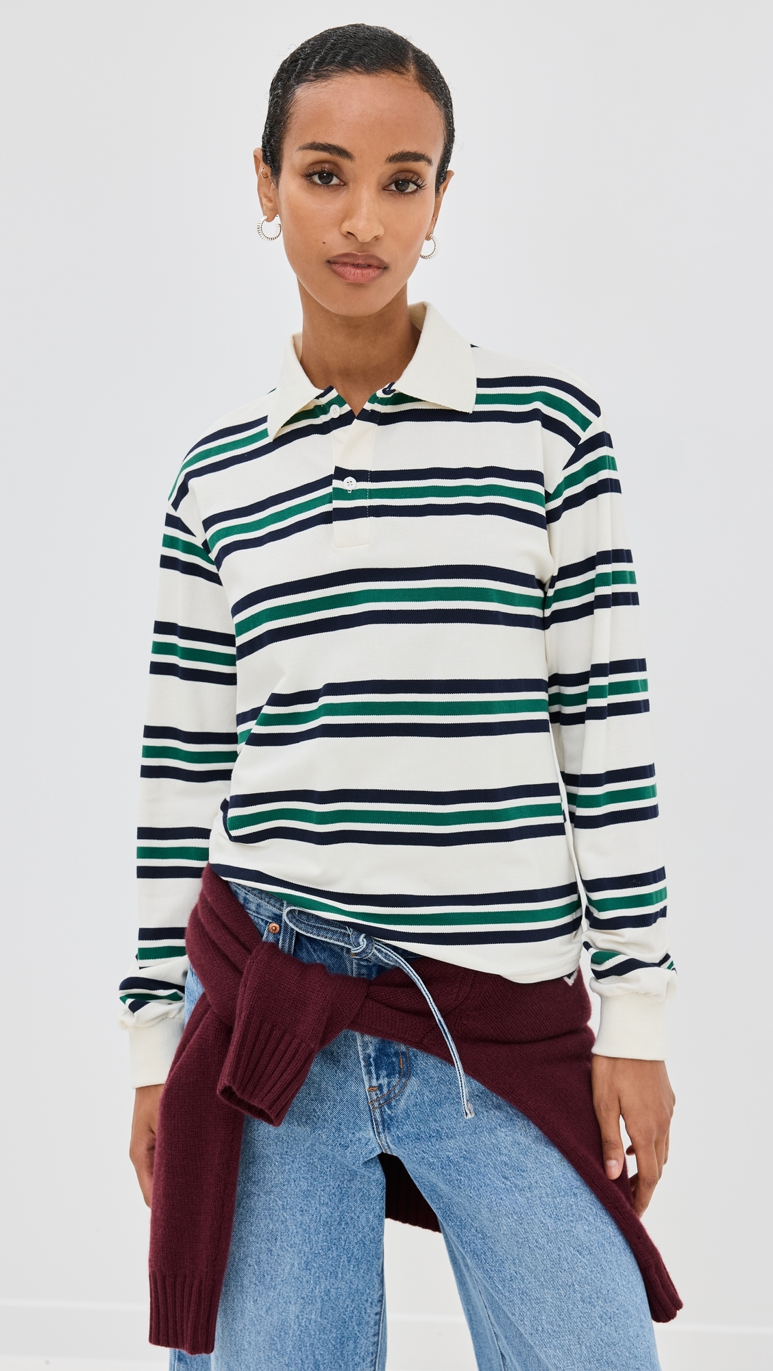 Leisure Long Sleeve Polo Ivory Moss