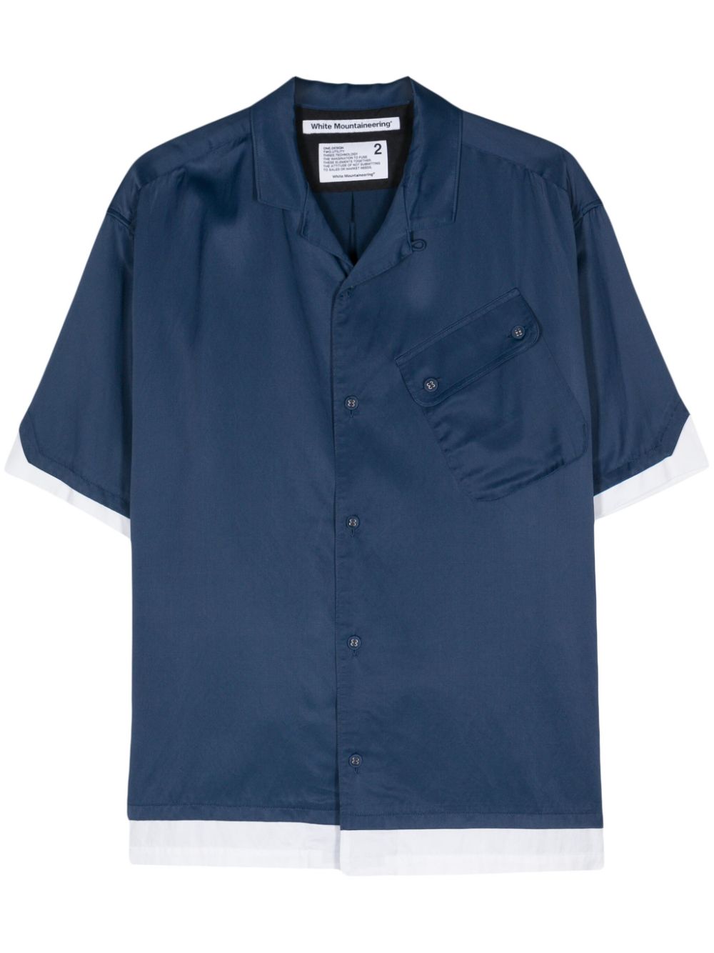 Camp-collar layered shirt - Blue