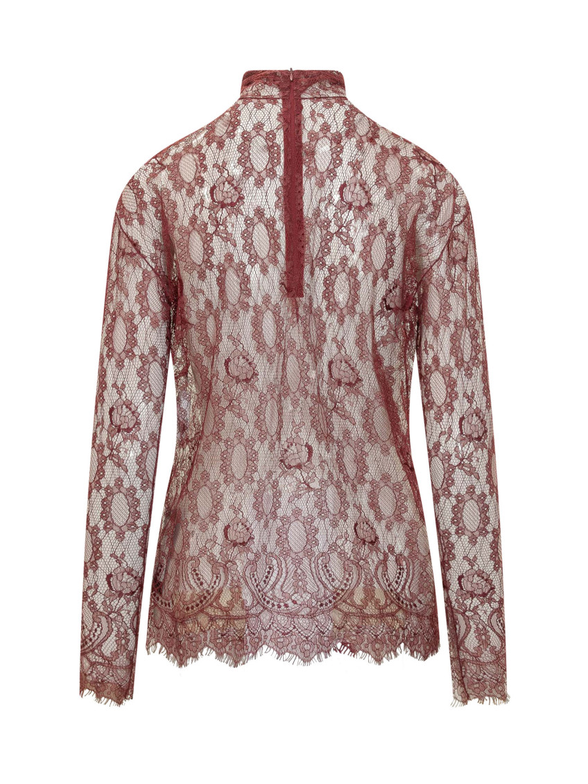 Dolce&Gabbana - high neck long sleeve chantilly lace top