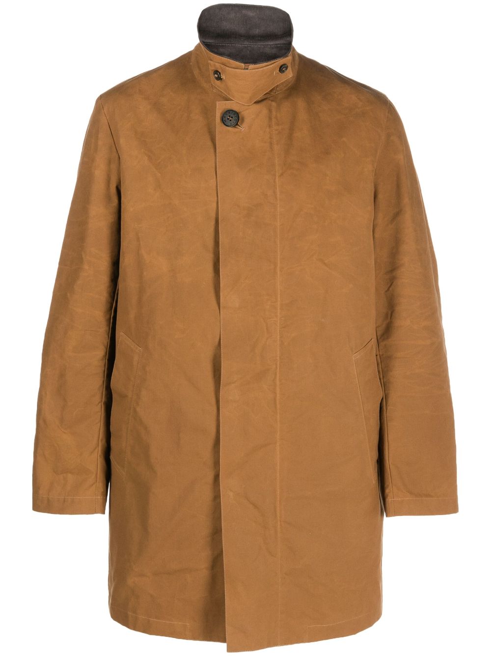 Norfolk single-breasted cotton coat - Brown
