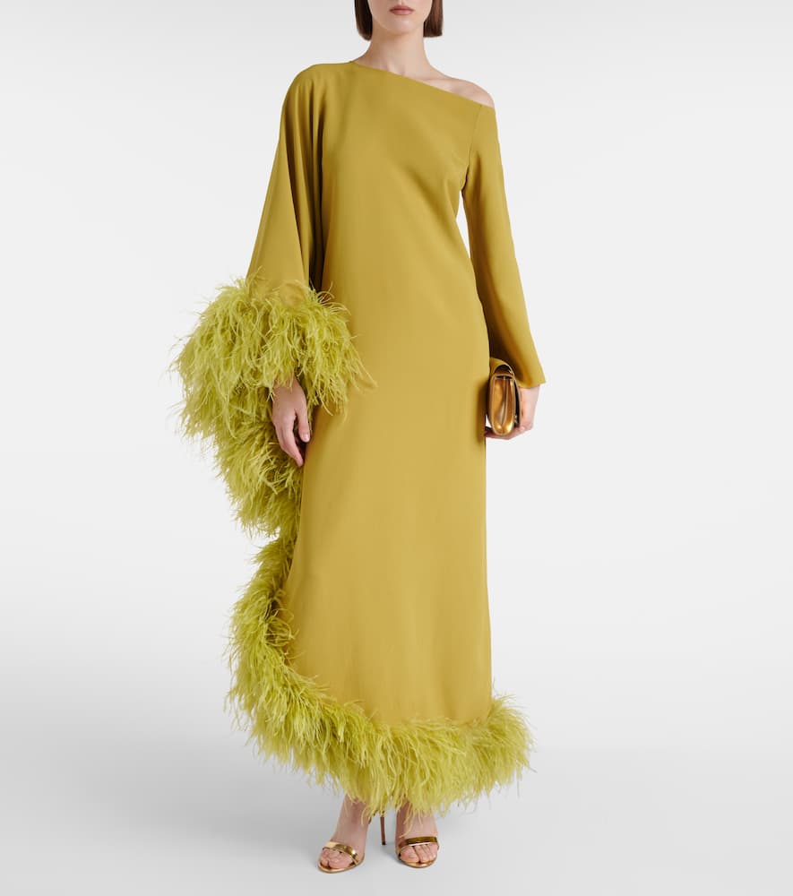 Ubud Extravaganza feather-trimmed gown