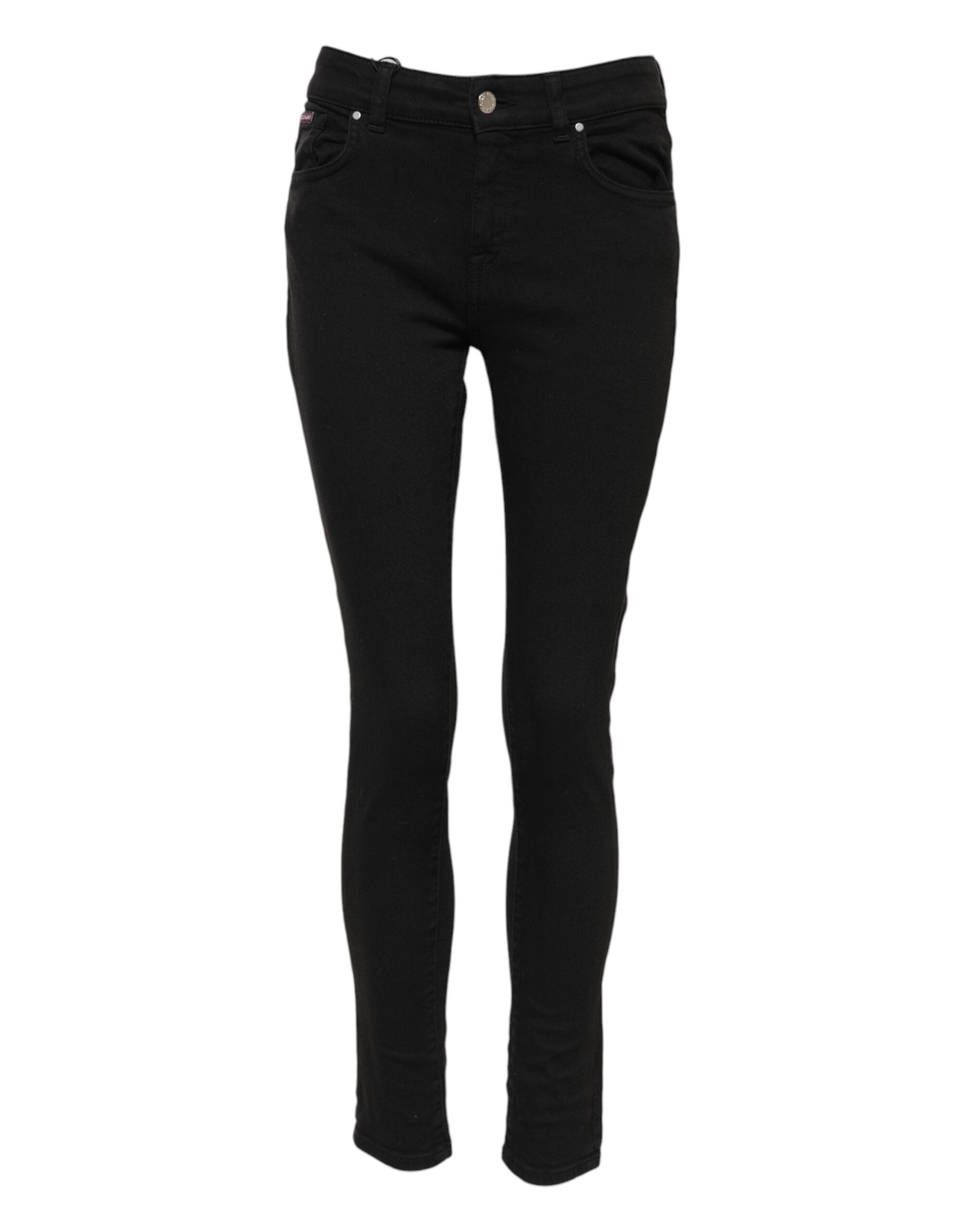Skinny Mid-Waist Denim Jeans — Black