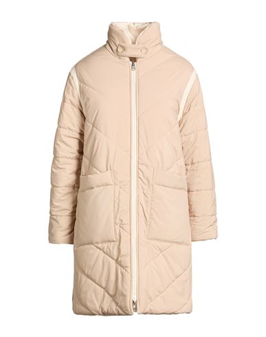 Woman Puffer Cream Size 6 Virgin Wool, Viscose, Cashmere