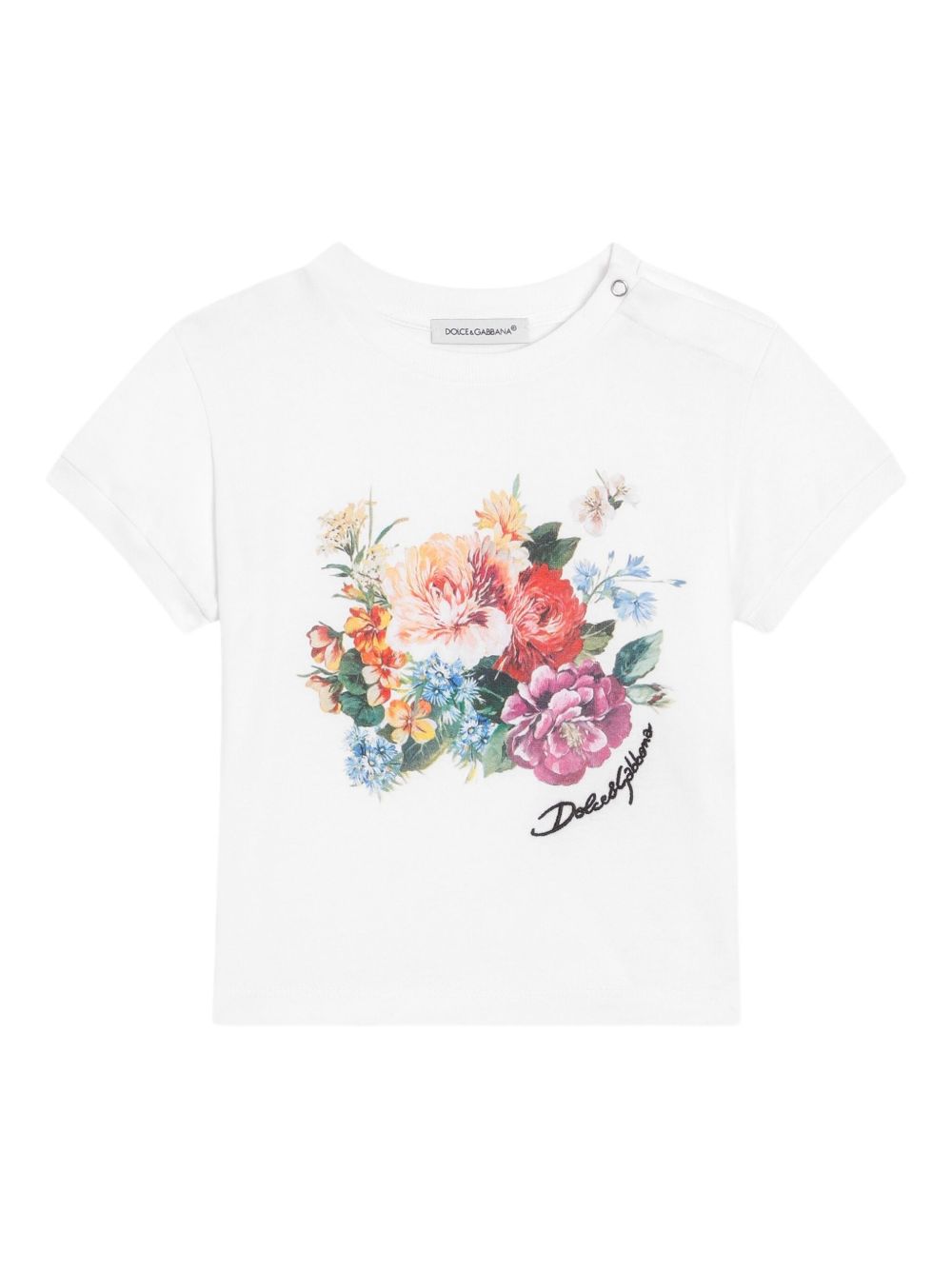 Dolce & Gabbana Kids floral-print cotton t-shirt - White