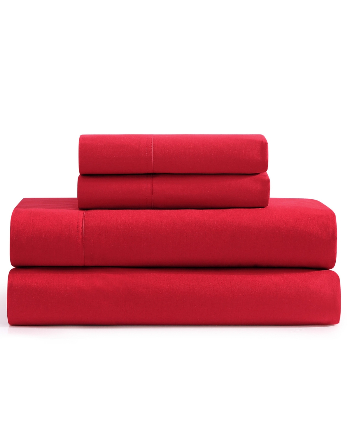 Solid 200-Thread Count Cotton Percale 3-Pc. Sheet Set, Twin - Red
