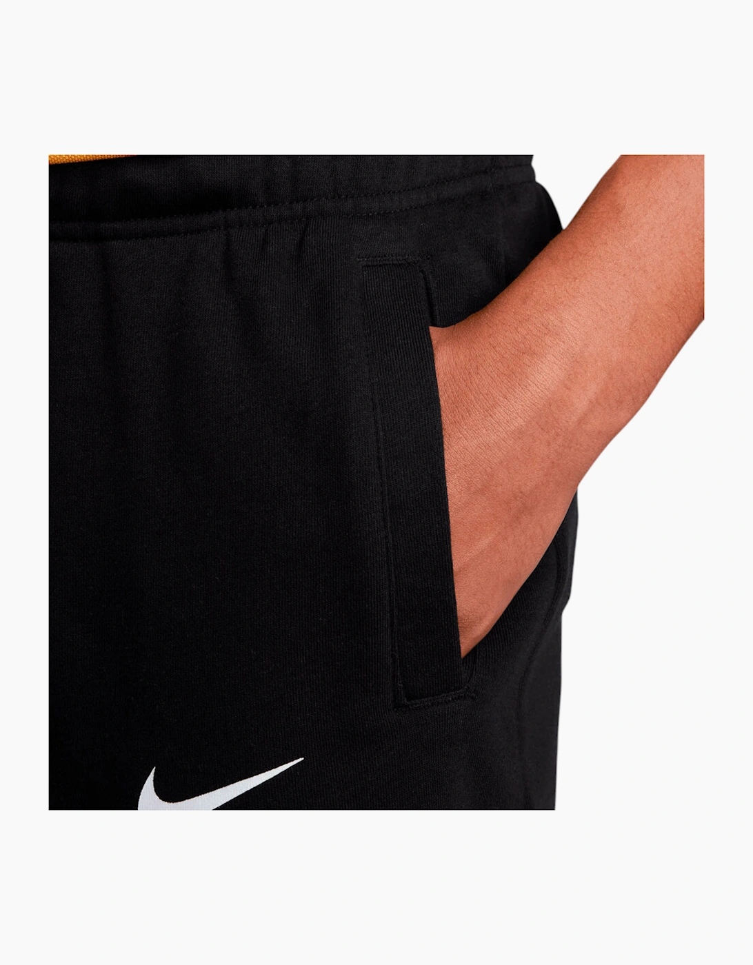 Men's Nike Mens Shorts Summer Terry Sportswear Club plus Swoosh Relaxed Fit Half Pants - Black