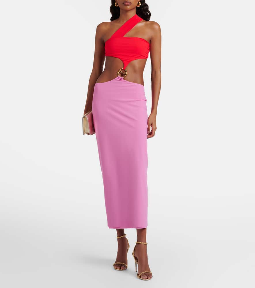 Cutout one-shoulder midi dress