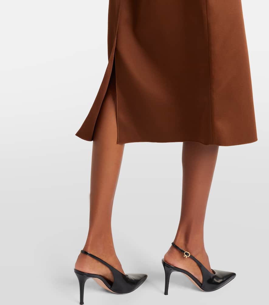 Shiny Statement high-rise duchesse pencil skirt