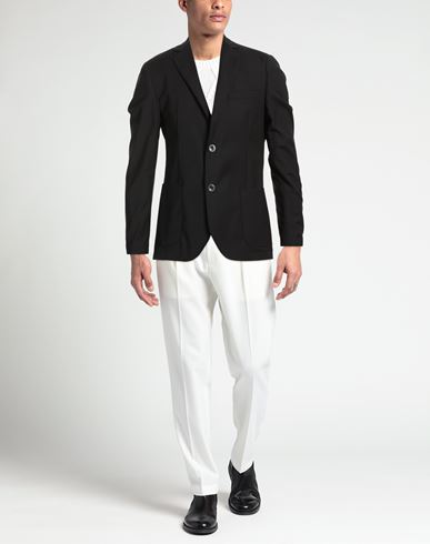 Man Blazer Black Size 46 Polyester, Wool, Elastane