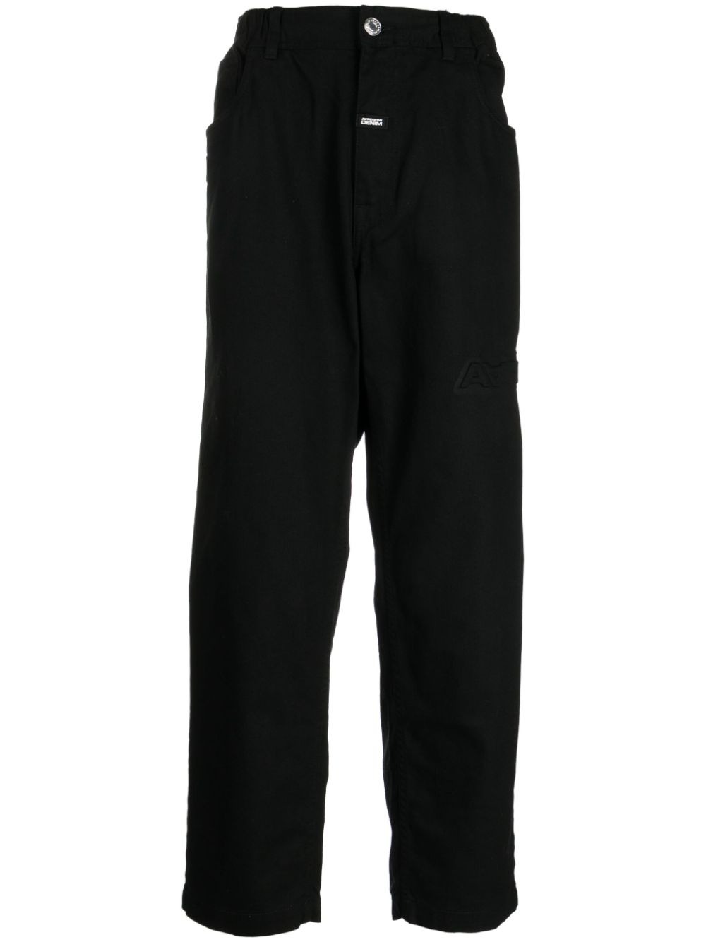 Logo-appliqué cotton jeans - Black