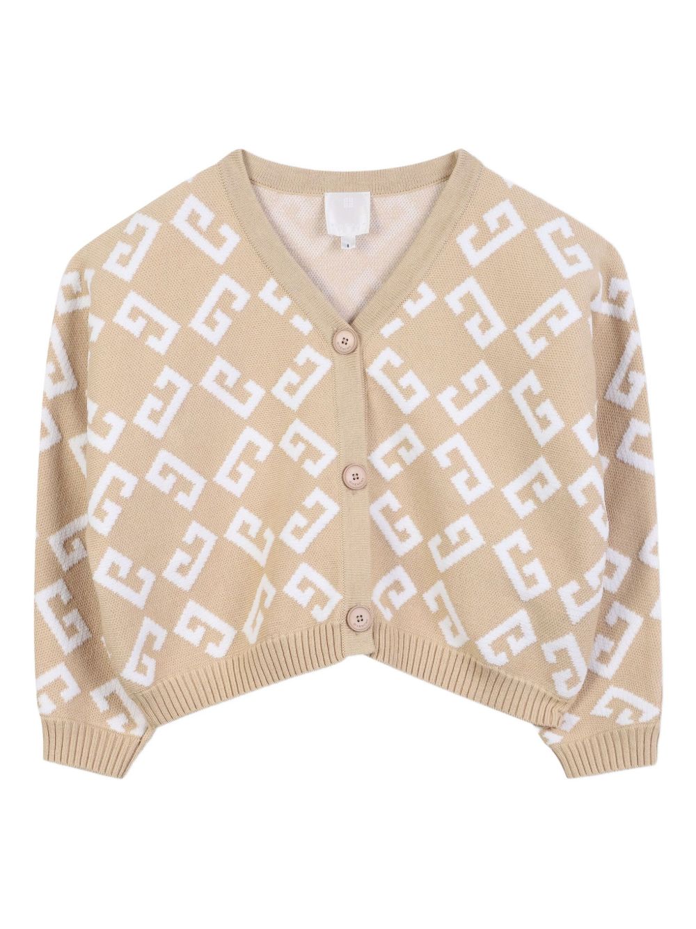 Mini V-Neck Sweater with Jacquard Logo Motif