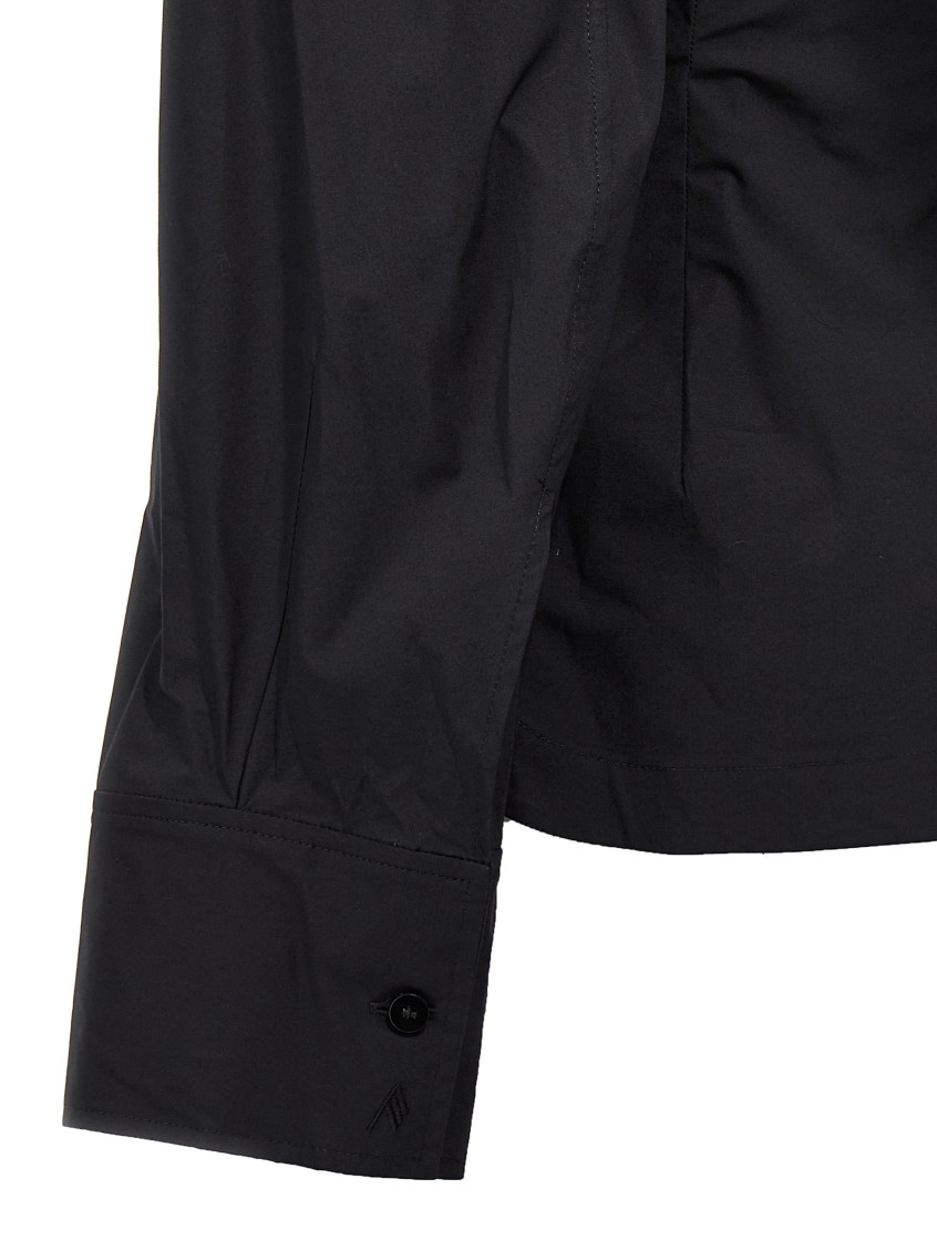 Cut-out corset-style cotton shirt - Black