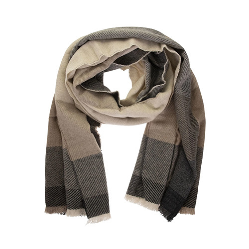 Checked frayed-edge scarf - Grey