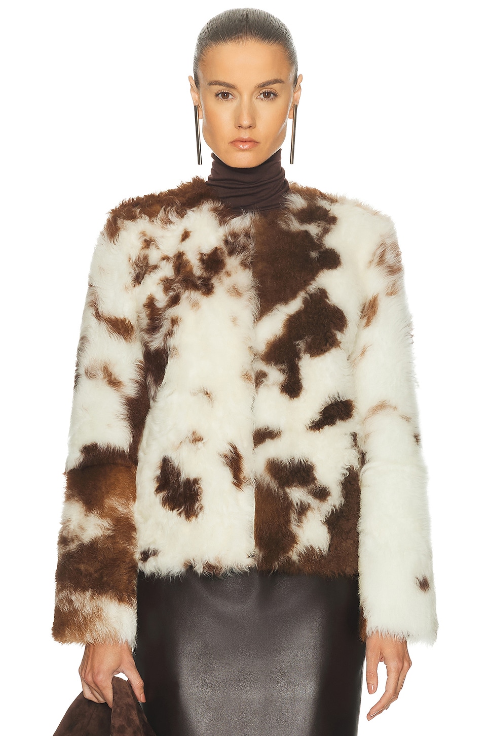 Zimmermann Hypnotic Spot Shearling Jacket in Cream - Cream. S also in