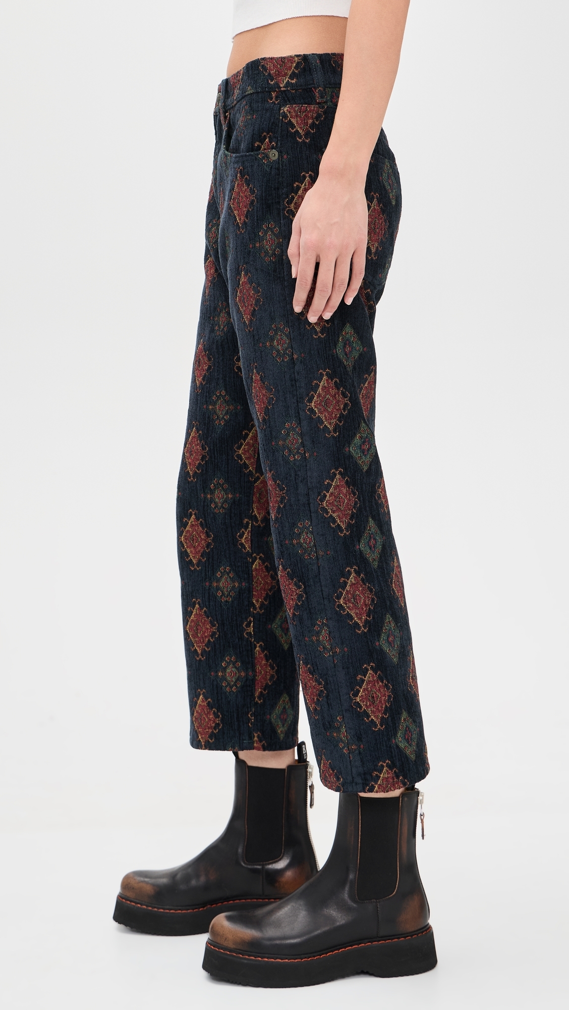 Tailored Drop Jeans Navy Blue Jacquard