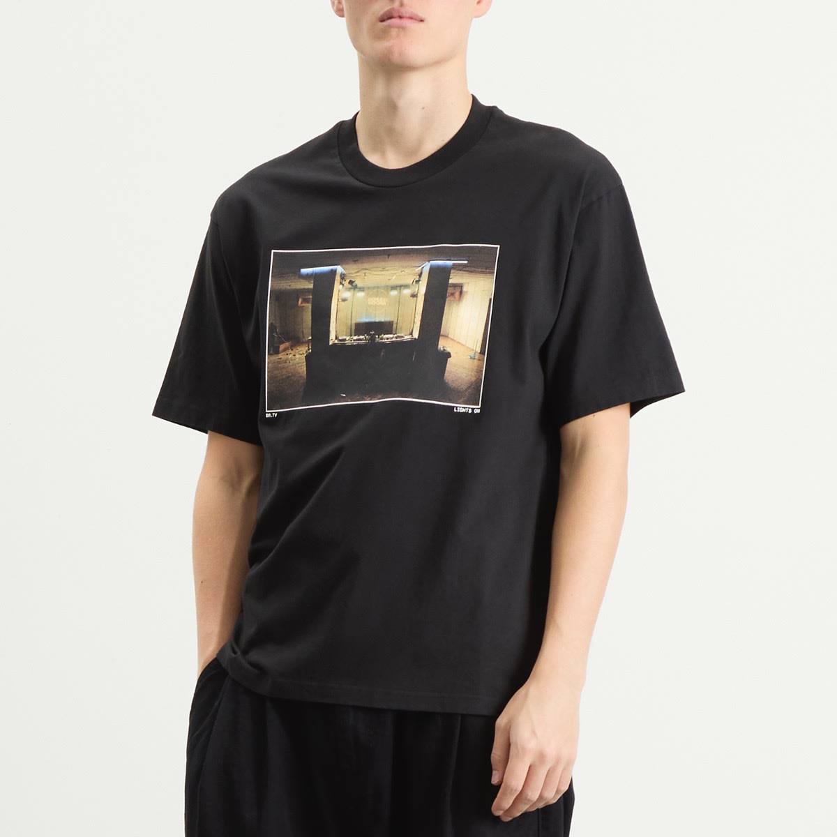 Men's Lights On Photo T-Shirt Black