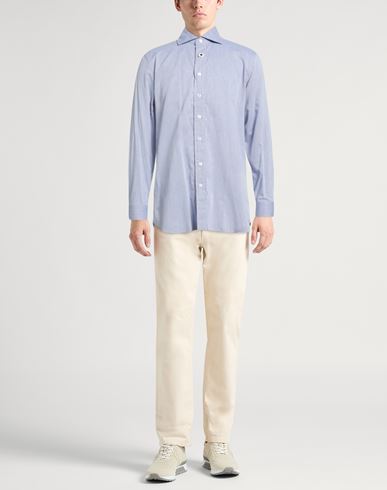 Man Shirt Sky blue Size 17 ½ Cotton, Wool