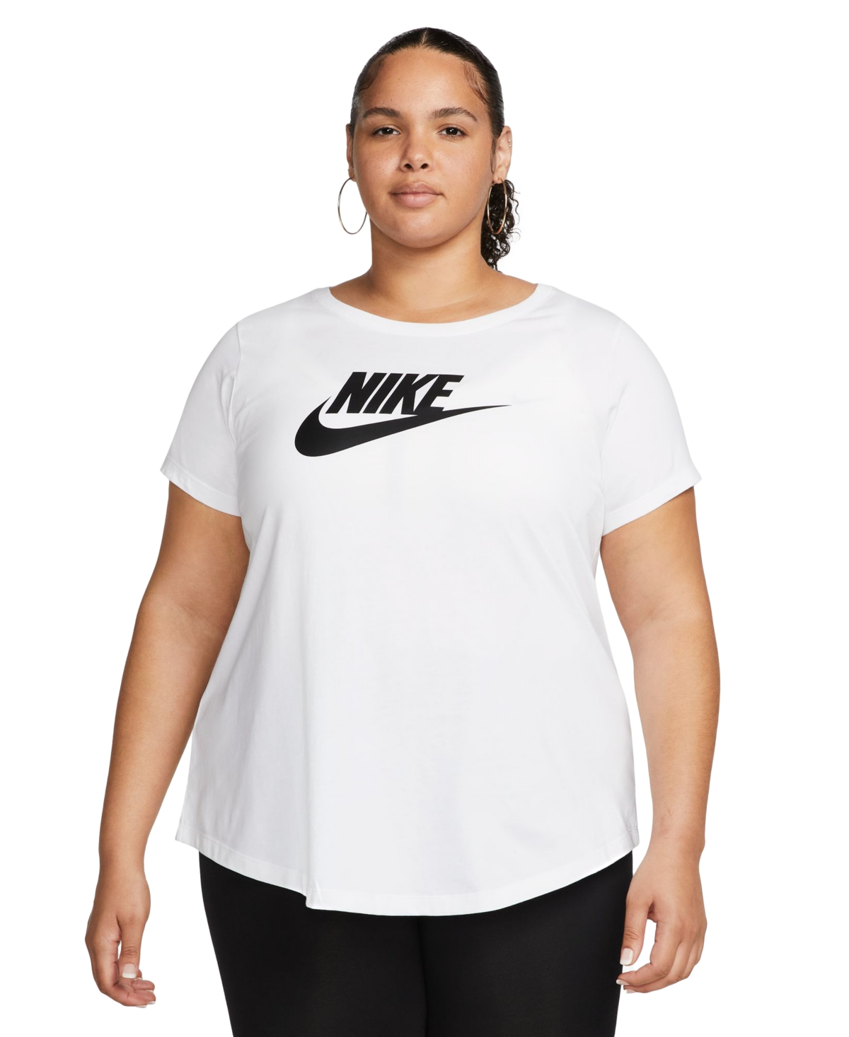 Plus Size Active Sportswear Essentials Short-Sleeve Logo T-Shirt - White/black